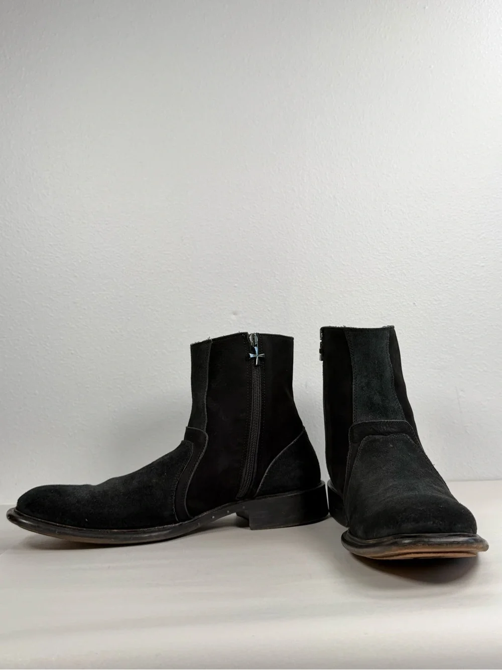 Men's Vintage MARK NASON Cross Boots Size 10.5 Black Zip Suede Made In Italy